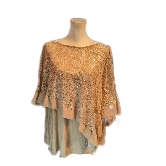 Catherine's asymmetrical sequined poncho shawl cape, w/ lined tank  top 24W - Picture 1 of 6
